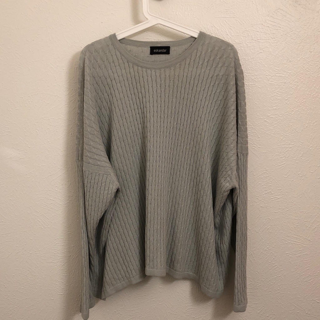 Soft Blue Eskandar Cotton Sweater
